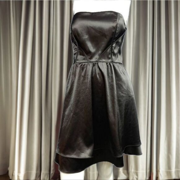 Hailey Adrianna Papell Satin Embossed Formal Dress Prom Party Club Strapless - Picture 11 of 12